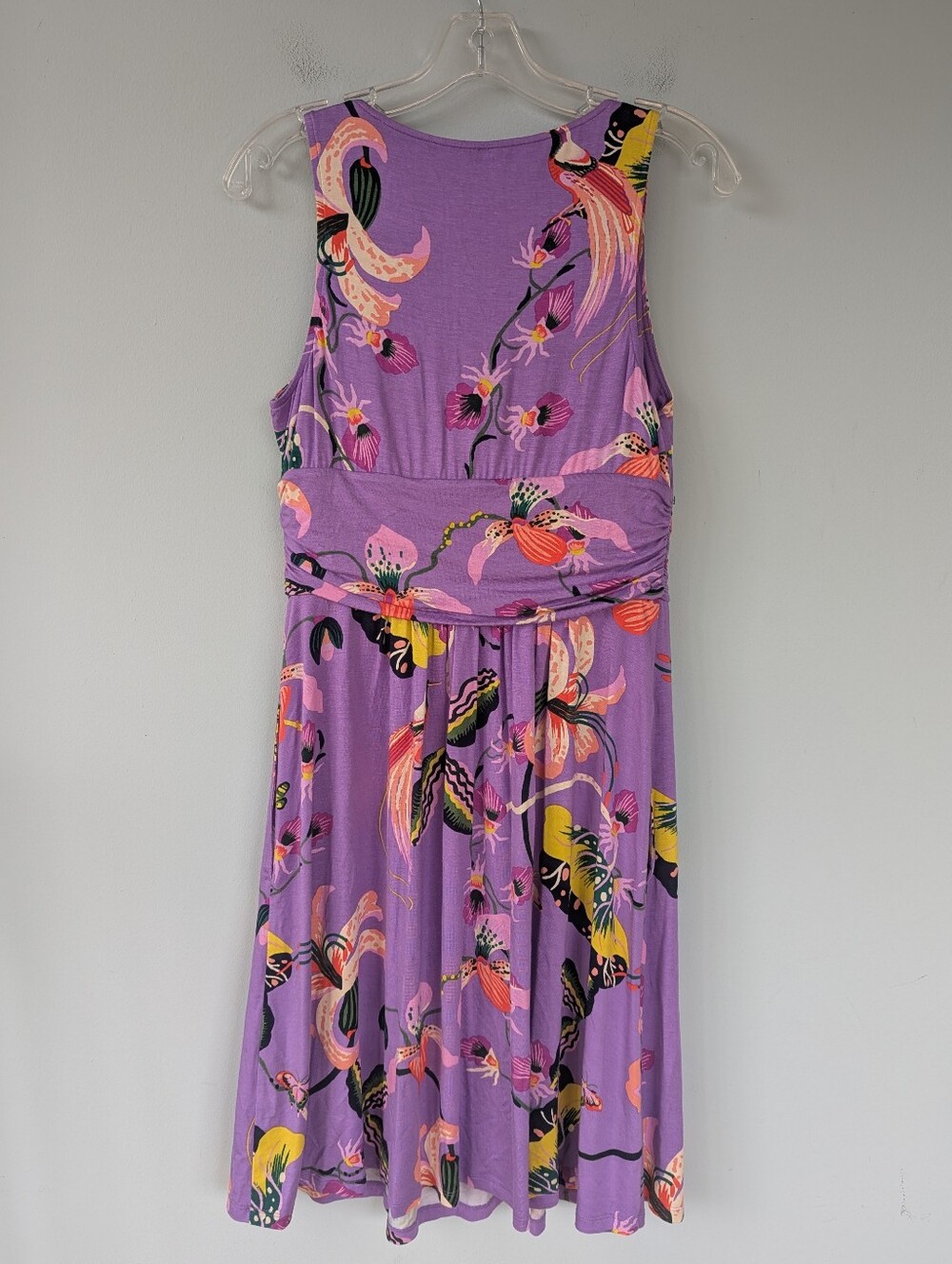 Soma Purple Floral Print Draped Empire Jersey Dress - Picture 11 of 13